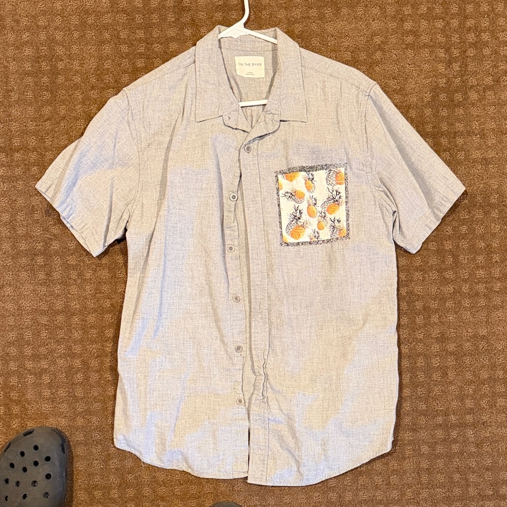 On the Byas Gray Shirt with Floral Pocket